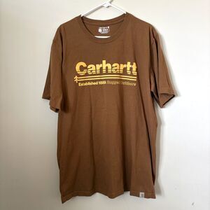 Carhartt Men's Heavyweight Logo Graphic Tshirt Brown Large Tall Relaxed Fit